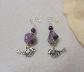 Amethyst Bird Earrings