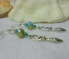 Goddess Earrings Fertility Goddess Earrings Aqua Earrings OOAK