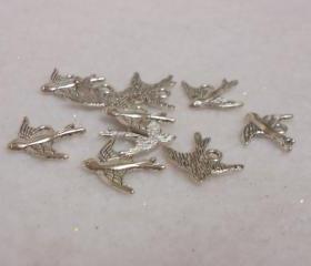 Small Silver Bird Charms Lot of 10