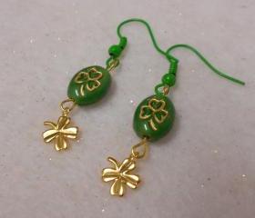 St. Patrick's Day Earrings 4 Leaf Clover Earrings Shamrock Earrings