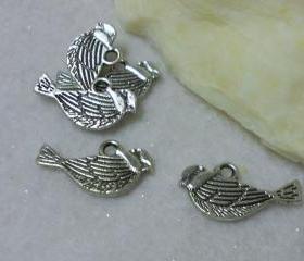 Antique Silver Bird Pendant Charms (Lot of 5)