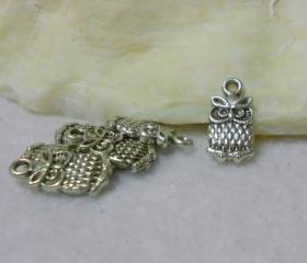 Antique Silver Owl Charms (Lot of 6)