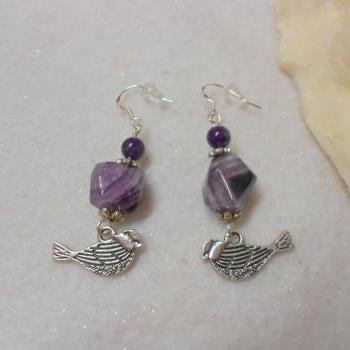 Amethyst Bird Earrings